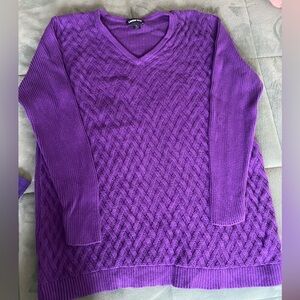 LandsEnd purple vneck sweater size Lg